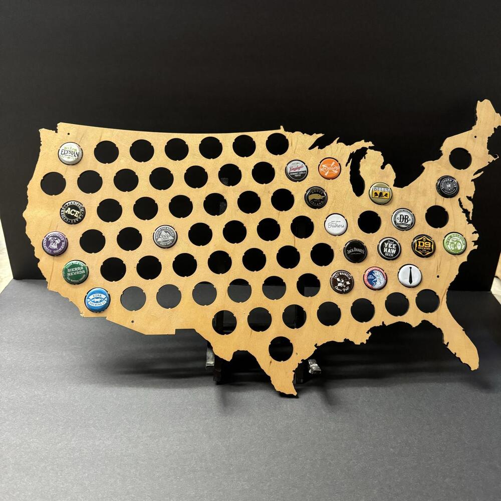 Craft Beer Cap Map - USA Bottle Cap Collector Wall Art With Rare Caps